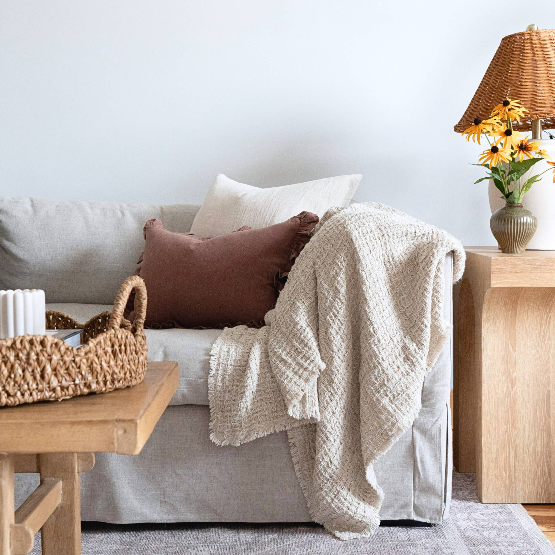 Rug & Weave - Wholesale Throw Pillow Cover - COCOA Ruffle Pillow1