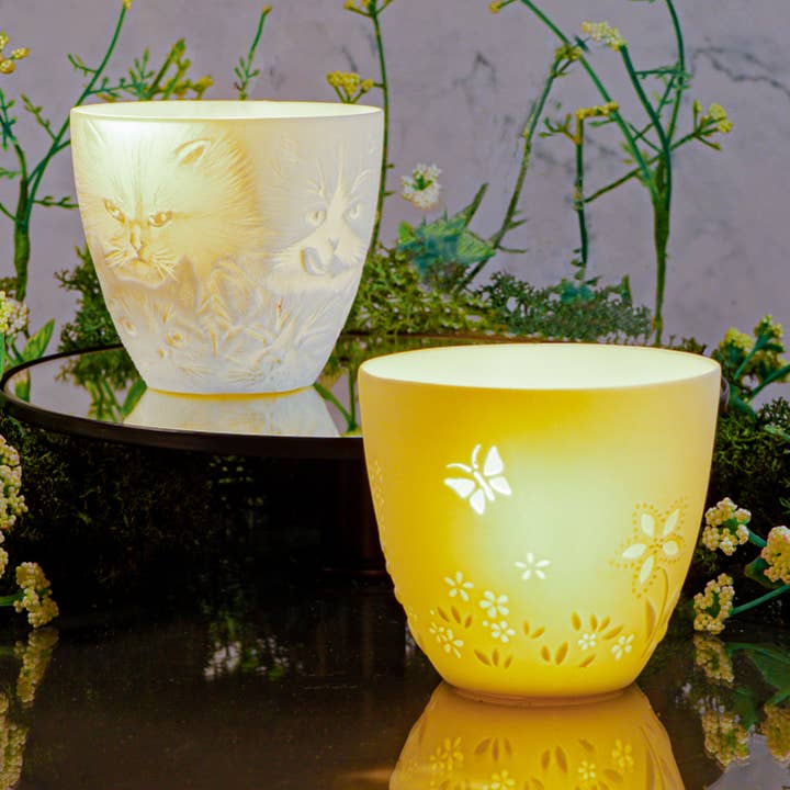 Lithophane Cup-Cats 2.5 inches Height for wholesale by L. GLOW Home