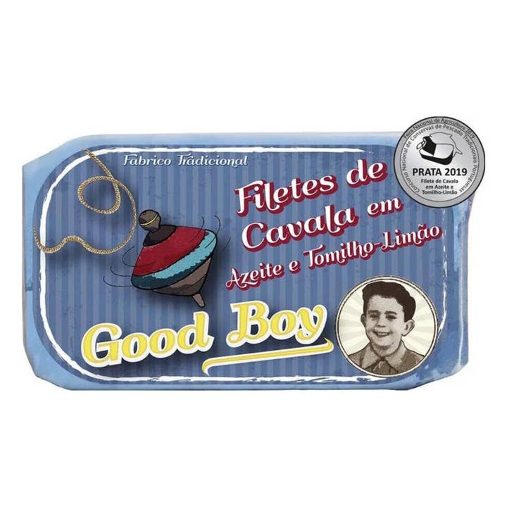 Portugalia Imports - Wholesale Tinned Fish - Good Boy Mackerel Fillets in Olive Oil with Thyme and Lemon