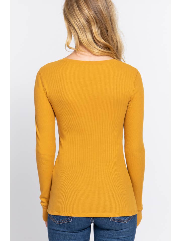 Active Basic | Active USA - Vente Haut en maille – femme - Top thermique à manches longues style henley en maille21