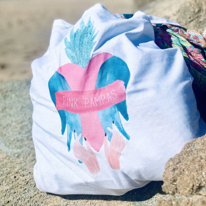 Printed Cotton Shopper Bag with Maxi Logo for wholesale by PINK PAMPAS