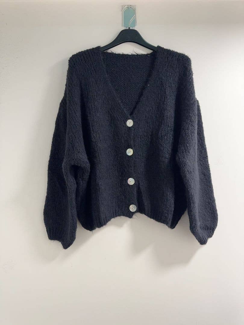 Happy look - Vendita all'ingrosso Cardigan - Donna - Cardigan in misto lana con maniche a sbuffo 0