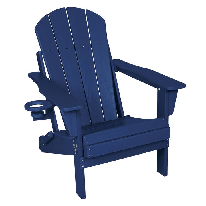 39F Inc. - Wholesale Patio Set - HDPE Folding Adirondack Chair with Dual Cup Holder, Weatherp19