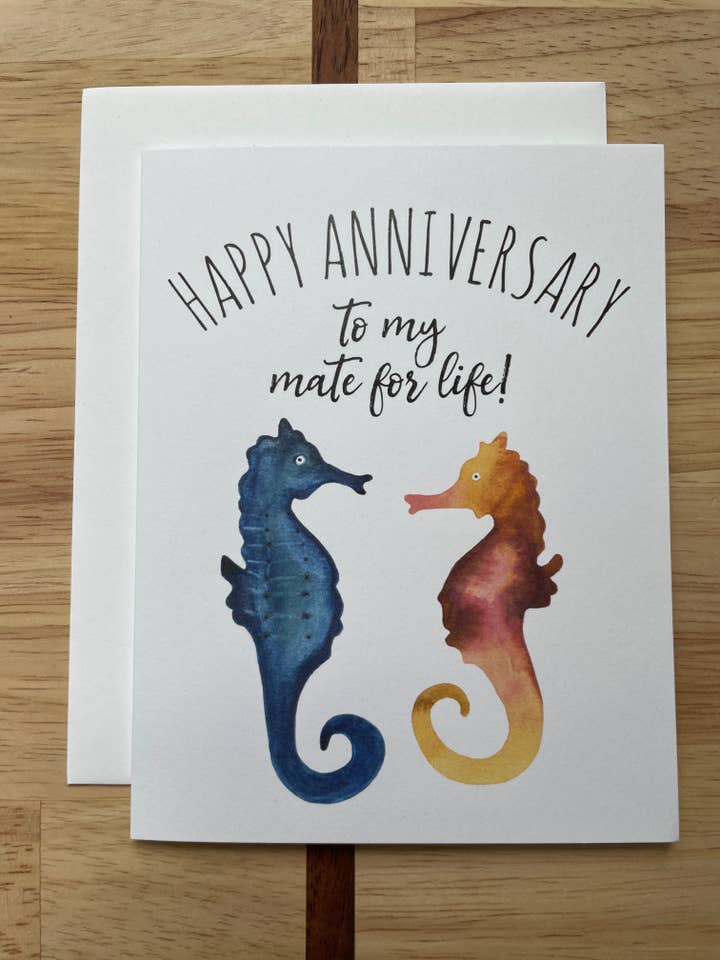 Tillykke med jubilæet til min kammerat for livet - akvarel lykønskningskort for engroshandel hos Kristin Schmidt Artist