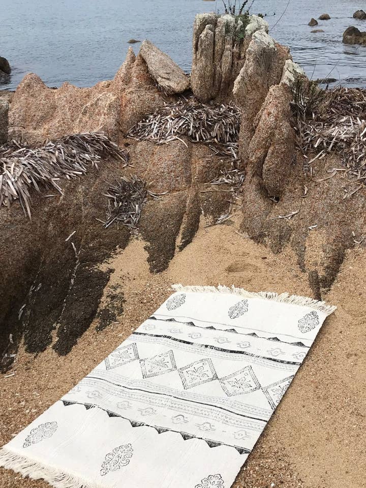 Trykt bomuldstæppe med boheme etnisk dekor for engroshandel hos impressions du sud