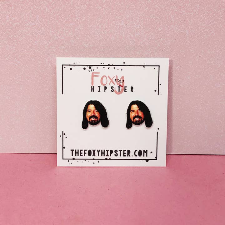 The Foxy Hipster - Venta al por mayor Pendientes de botón/aretes de poste - Pendientes Dave Grohl1
