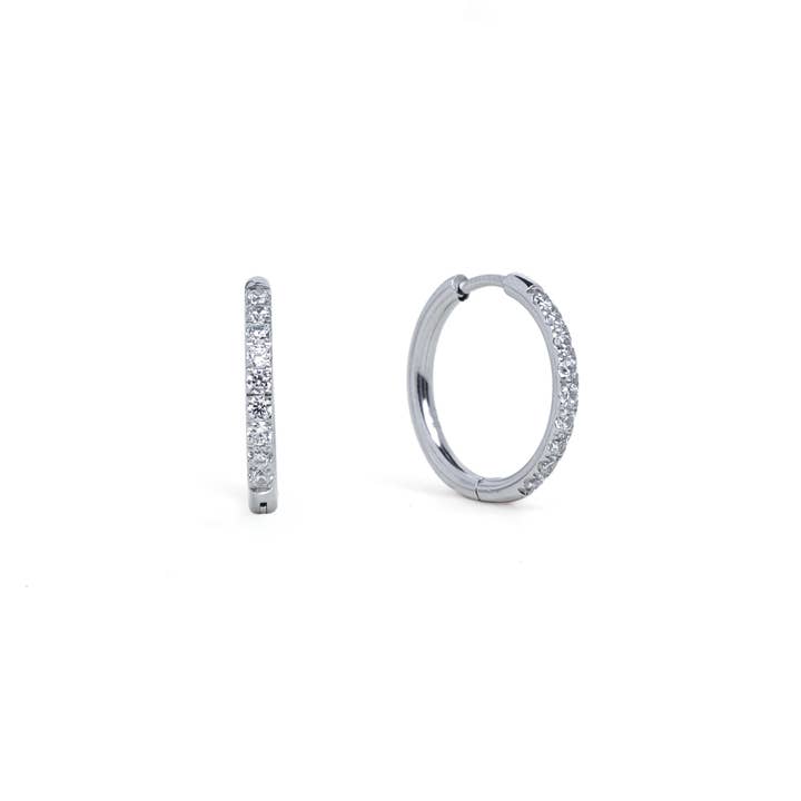 18mm Silver Diamond Hoops for wholesale by Brenda Grands Jewelry