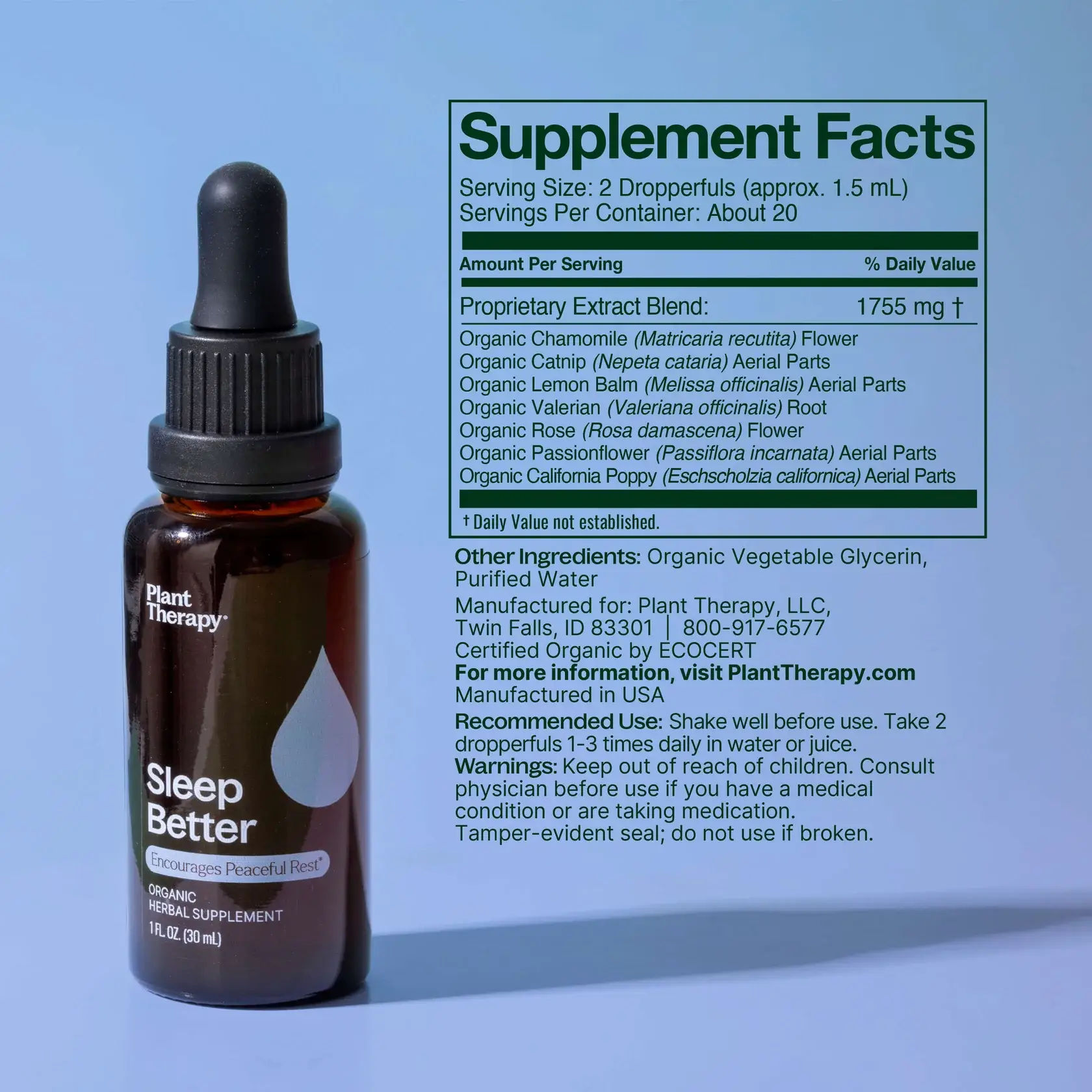Plant Therapy - Vendita all'ingrosso Tinture - Integratore Erboristico Biologico per Dormire Meglio 30 mL5