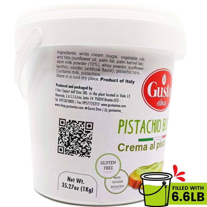 Wholesale Italian Food - Wholesale Nut Butter - Gusto Etna Sicilian Pistachio Cream Spread (35% Pistachio) – 3kg / 6.6 lb Bulk1