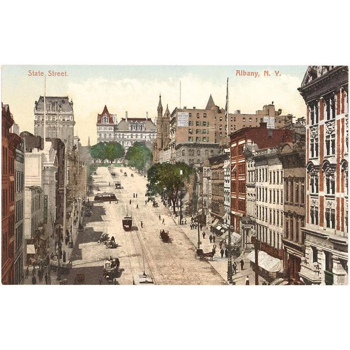 Postcard NS-458 State Street, Albany, New York for wholesale by Found Image Press