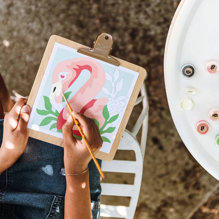 Elle Crée (She Creates) - Wholesale DIY Craft Kit - Kids - MINI Fancy Flamingo Paint-by-Number Kit1