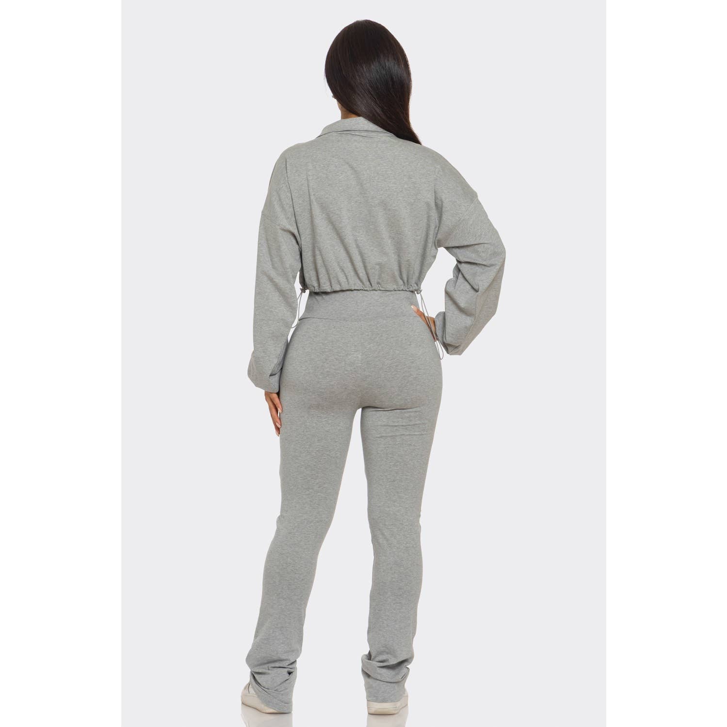ITSSY - Wholesale Lounge Set - Women's - Cropped Zip Up and High Waist Jogger Set4