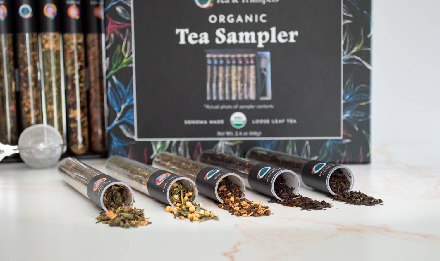 Tea & Trumpets - Wholesale Tea Set - Organic Tea Sampler Gift Set with Infuser2