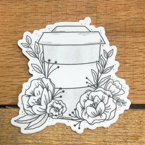 Autocollant botanique To Go Coffee Cup pour la vente par jd.stitch