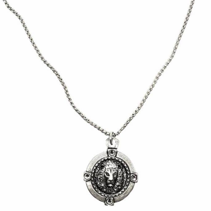 B.BéNI® Christian & Jewish Jewelry – wholesale Pendant/charm necklace – Intrépide Lion Coin in Gemstone Holder Necklace3