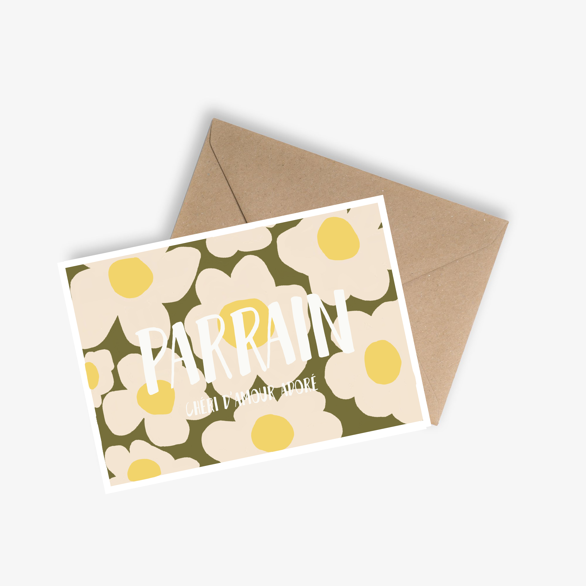 LE PAPIER GRAPHIQUE – postal de bebé por atacado – Cartão simples Marraine / Parrain (madrinha e padrinho)1