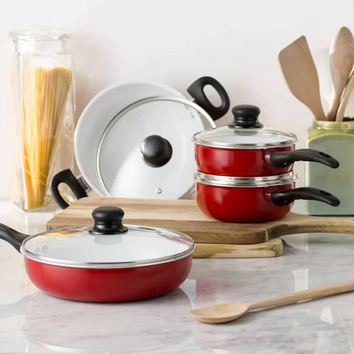 Lexi Home - Wholesale Cookware Set - Chef's Delight 8-Piece Petite Aluminum Ceramic Cookware Set