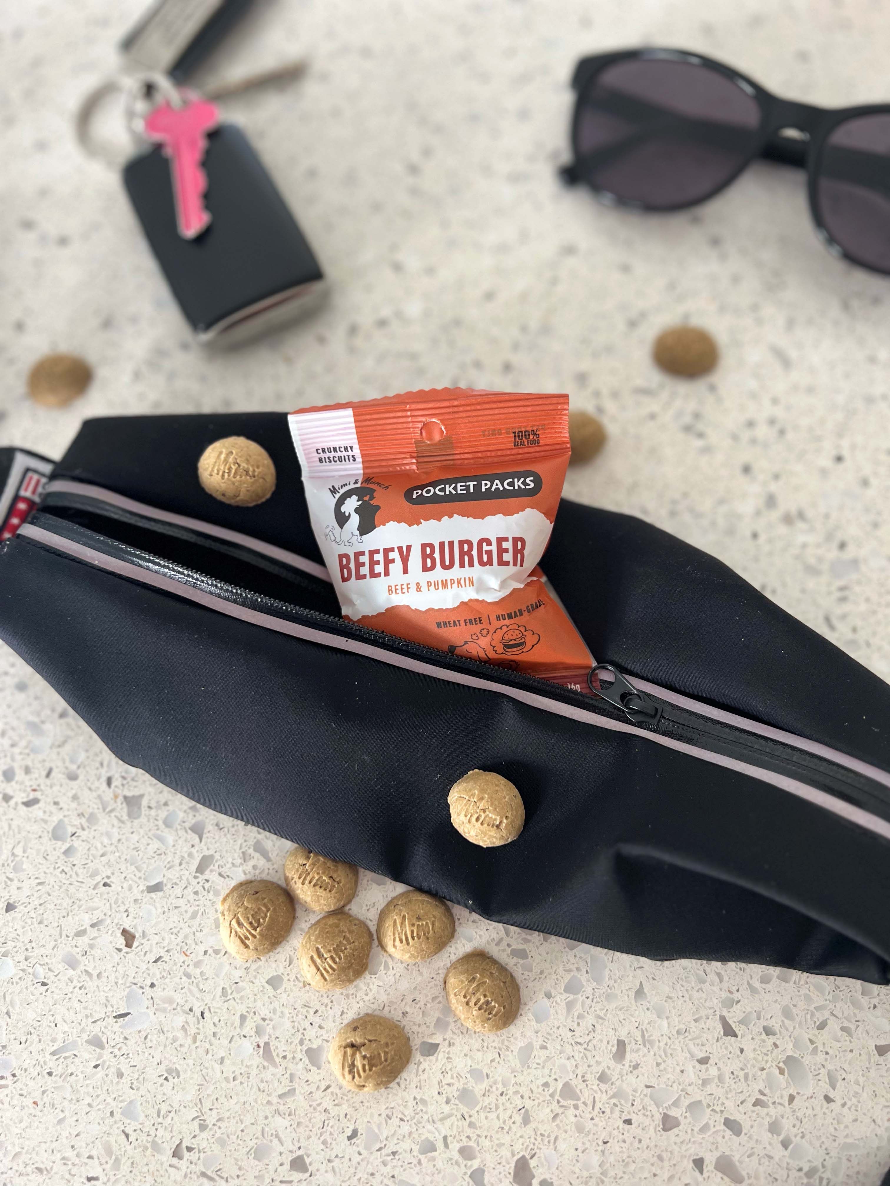 Mimi & Munch - Vendita all'ingrosso Snack - Cani - Mimi & Munch Beefy Burger Snack Naturali per Cani - Pocket Packs0