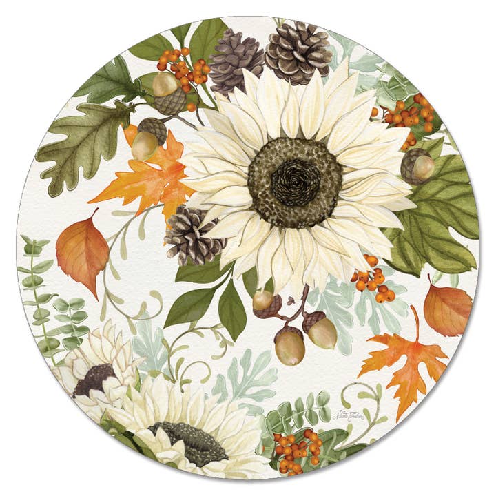 Farmhouse Fall Lazy Susan Plattenspieler aus gehärtetem Glas, 4 mm für den Großhandel von CounterArt/Highland Home/Thirstystone