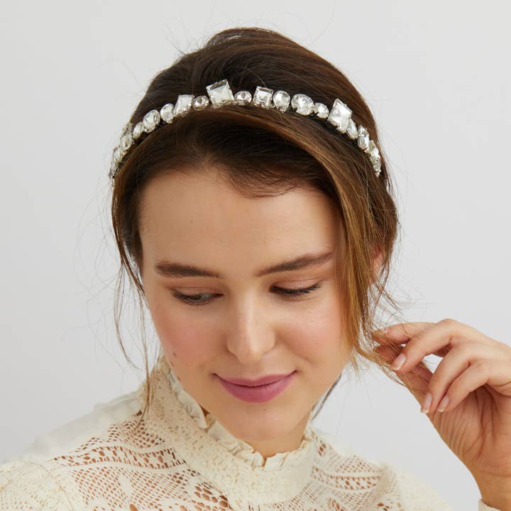 QueenMee Accessories - Wholesale Fashion Headband - Women's - Silver Headband with Crystal3