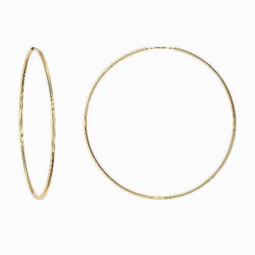 14K Solid Gold Round Endless Hoop Earrings for wholesale on Faire14