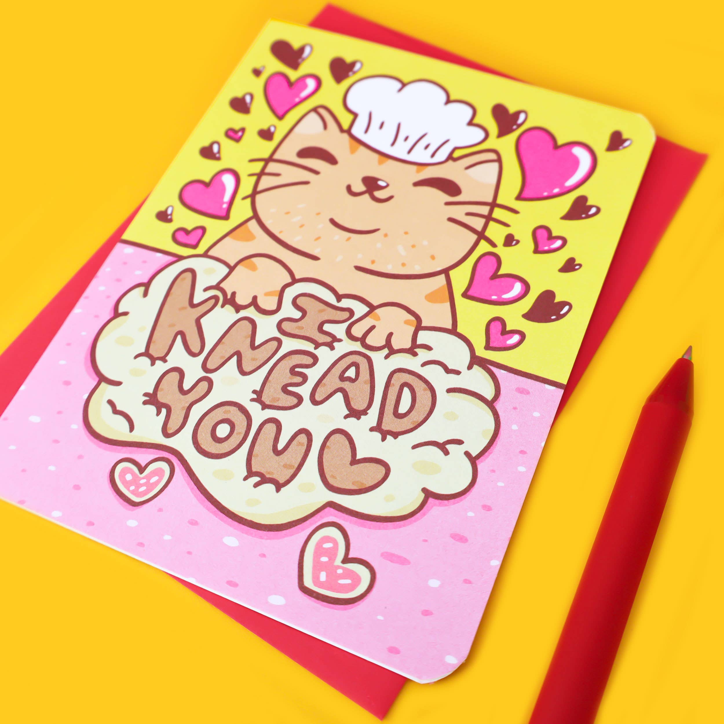 Turtle's Soup – wholesale Valentine's Day card – I Knead You Chef Kitty Valentine's Day Love Card1