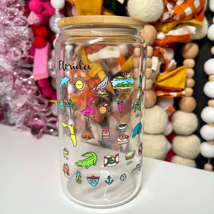 Florida Icon & Landmark Caneca de café de cerveja em lata de vidro por atacado de Crafty Pynk Scorpion