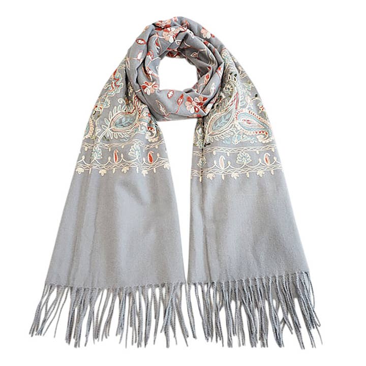 Sensibling Corp. - Wholesale Scarf - Women's - Floral Tassel Cashmere Feel Scarf8