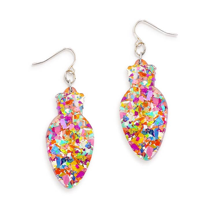Viv&Lou – wholesale Dangle earrings – Multi Glitter Christmas Light Earrings0