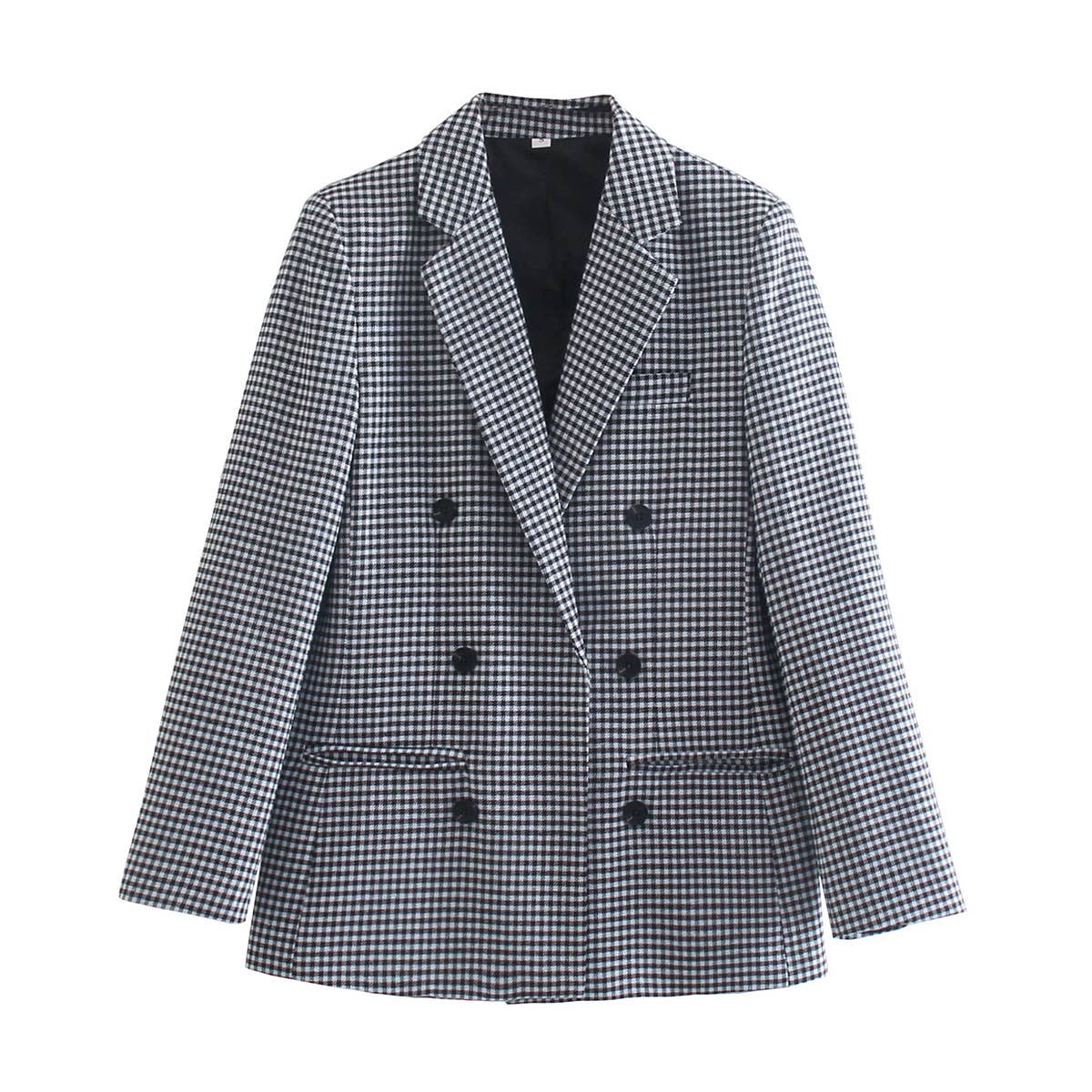 HIDDENBRAND - Wholesale Blazer - Women's - Check Double-Breasted Blazer3