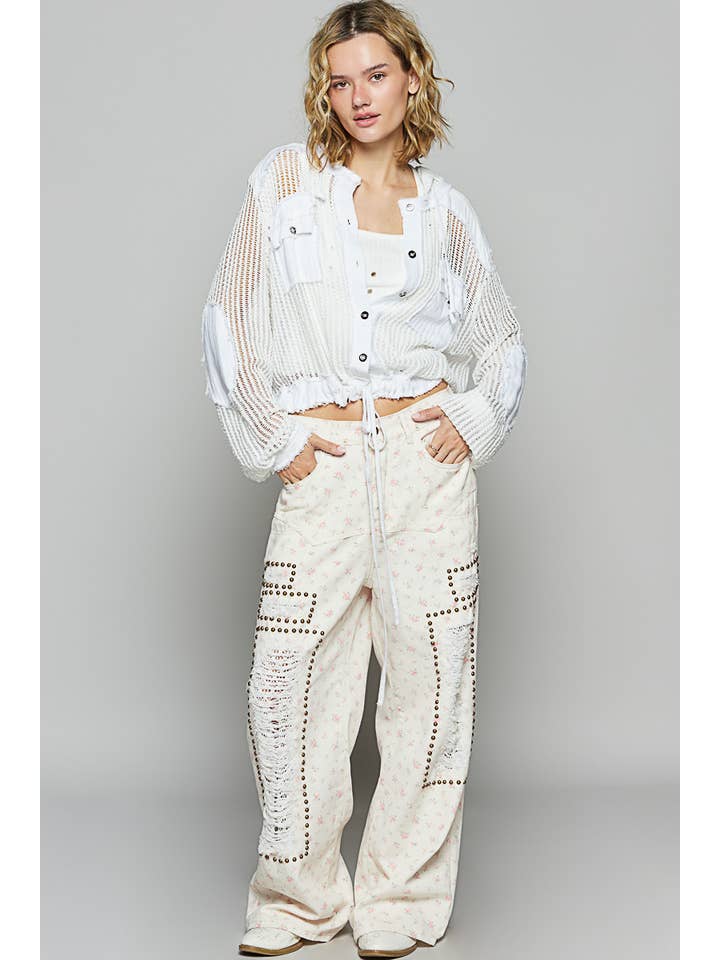 Pol Clothing - Vente Chemise à col boutonné – femme - Chemise à capuche en tricot ouvert avec poche boutonnée sur le devant en solde58