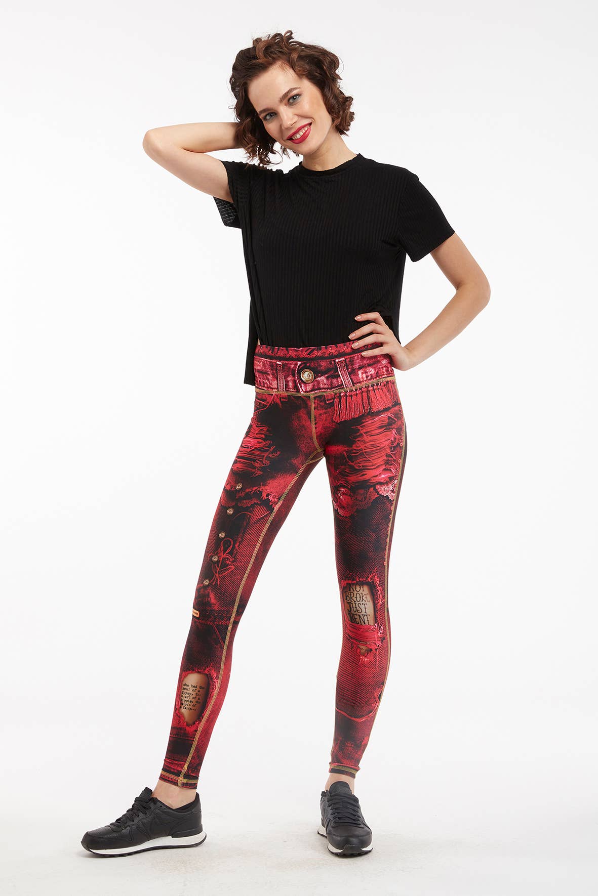 IPNG Design - Vente Legging tendance – femme - Legging à imprimé jean déchiré - Basique15