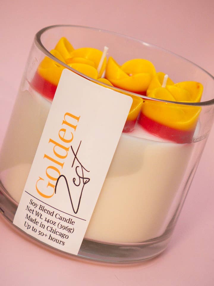 Golden Zest – 14oz Soy Blend Candle for wholesale by Lose Ya Marbles LLC