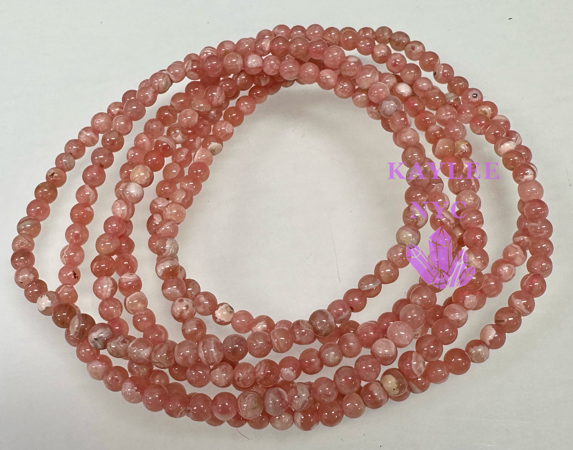 KayleeNYC - Wholesale Beaded Bracelet - Natural Rhodochrosite 4mm 7.5” Bracelet1