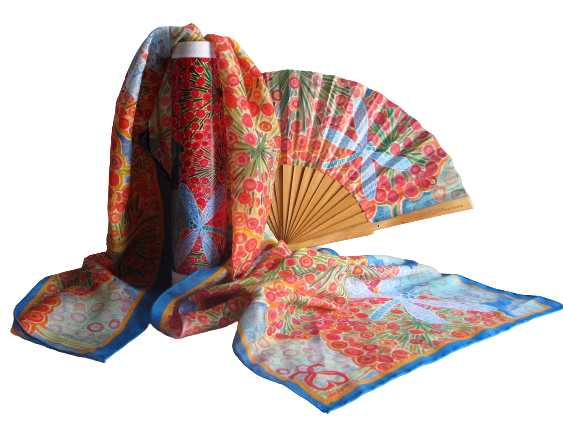 SECO-SECO - Vente Éventail - Éventail Libellule en bois de bouleau verni et tissu semi-soie - 22 cm4