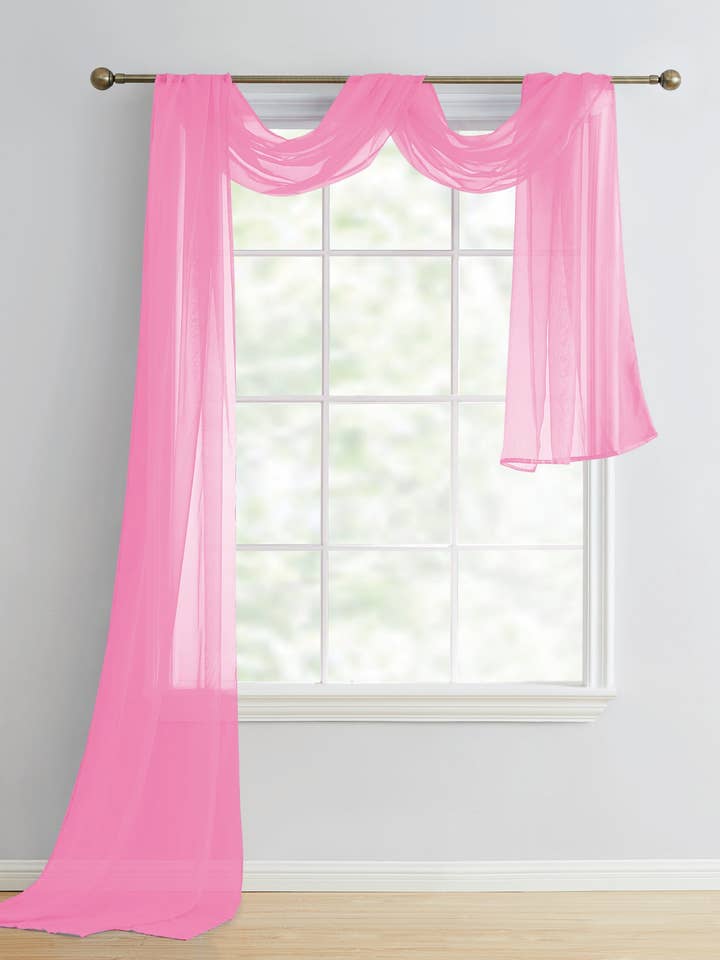 Solid Sheer Scarf For Window Treatment Decorative Wedding Valance Curtain 37 x 216" for wholesale by Jenin Home Furnishing Inc