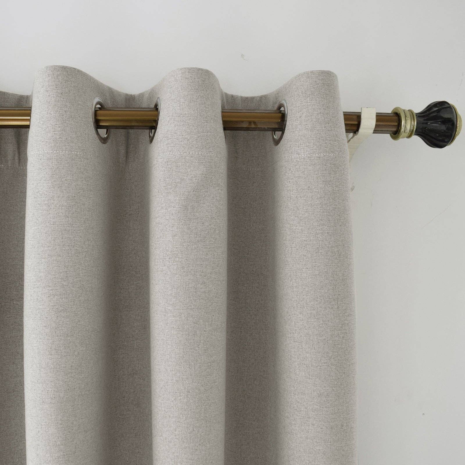 Happy Homewares – wholesale Curtain – Taupe Grey Linen Blackout Eyelet Curtains - 46x54 Inch Drop - 2 Panel1