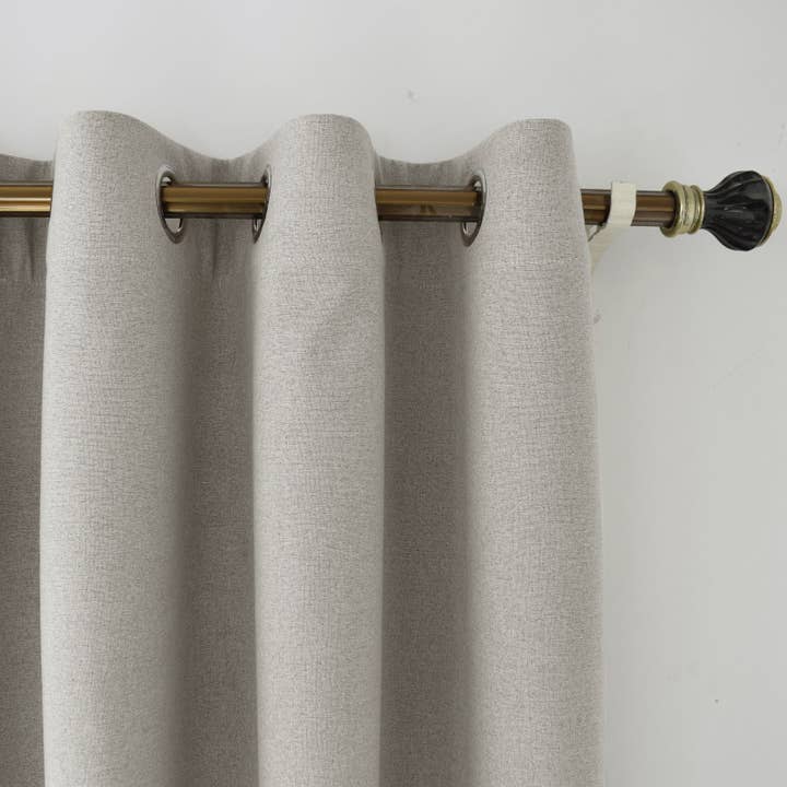 Happy Homewares – wholesale Curtain – Taupe Grey Linen Blackout Eyelet Curtains - 46x54 Inch Drop - 2 Panel1
