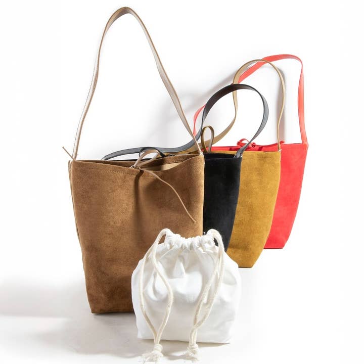 Collections by Fame Accessories - Wholesale Tote Bag - Women's - Bucket Pouch Suede Tote Bag