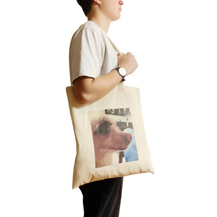 ZZZEBRAAA LIMITED - Wholesale Tote Bag - Unisex - Sassy Dog Meme Tote Bag Eyelashes on Fleek Y2K Aesthetic Ico5