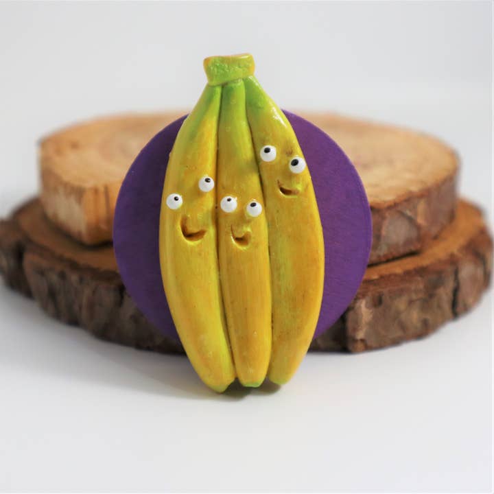 Banana Bunch Magnet for wholesale by Way Outside Studios