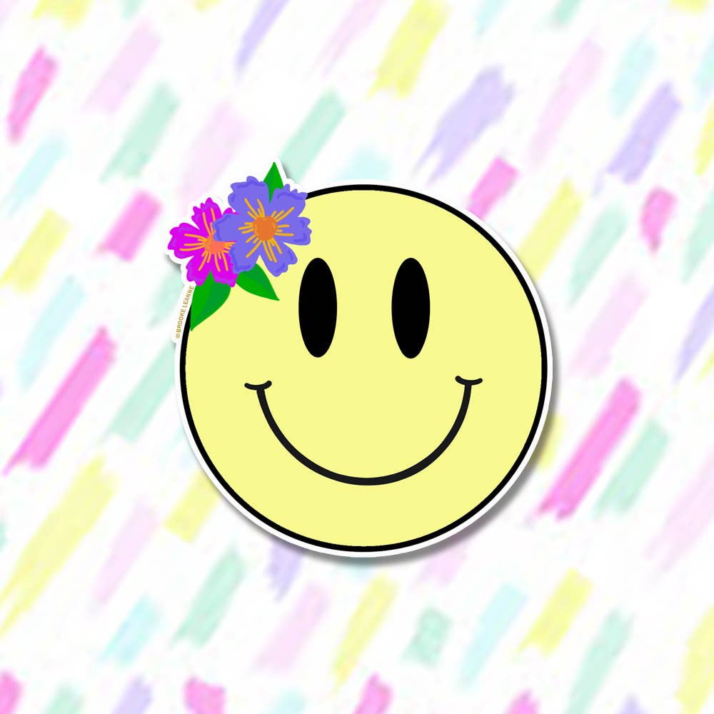 Brooke LeAnne - Wholesale Sticker - Smiley Happy Face Yellow Vinyl Sticker0