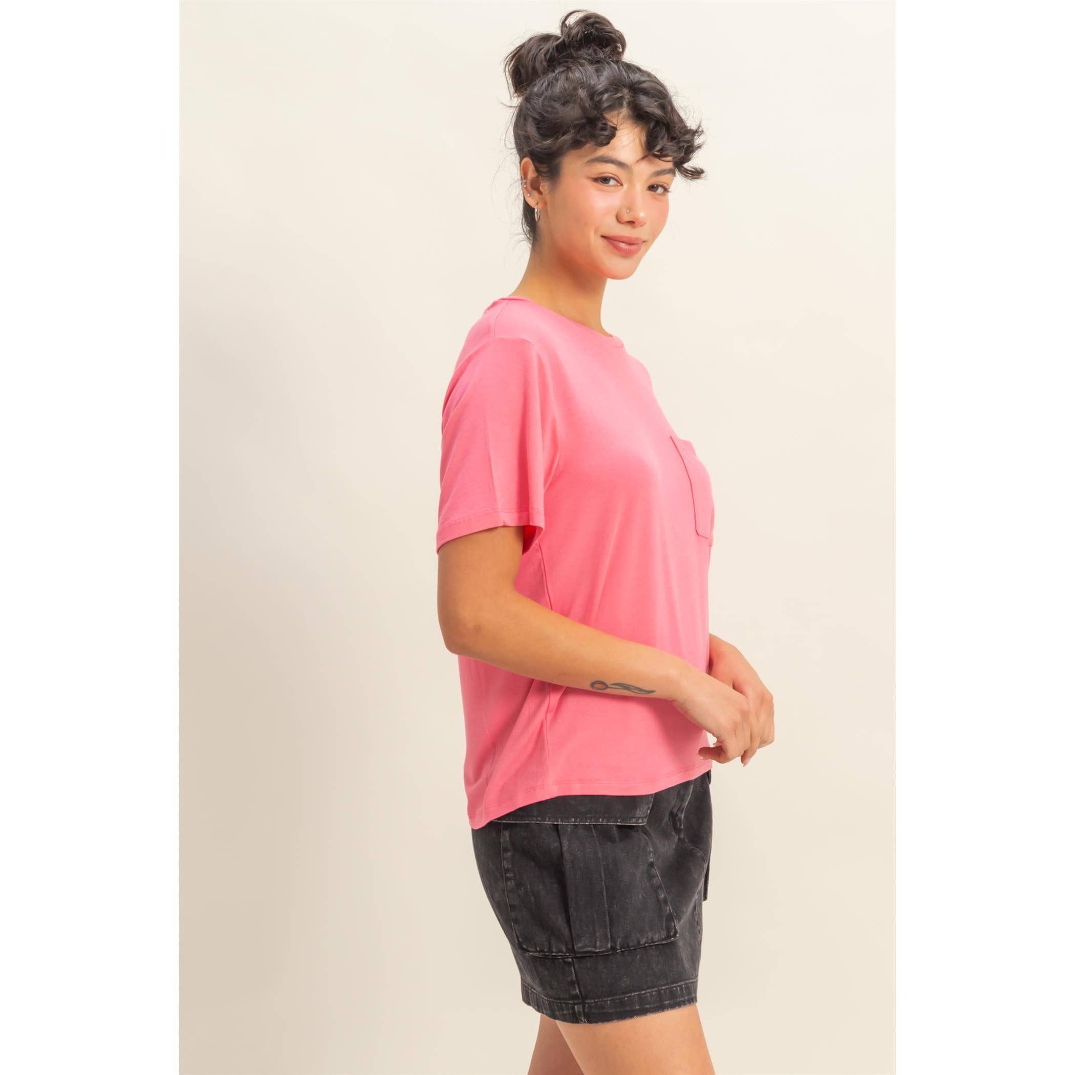 Double Zero - Venta al por mayor Camiseta - Mujer - Top clásico de cuello redondo con bolsillo y manga corta21
