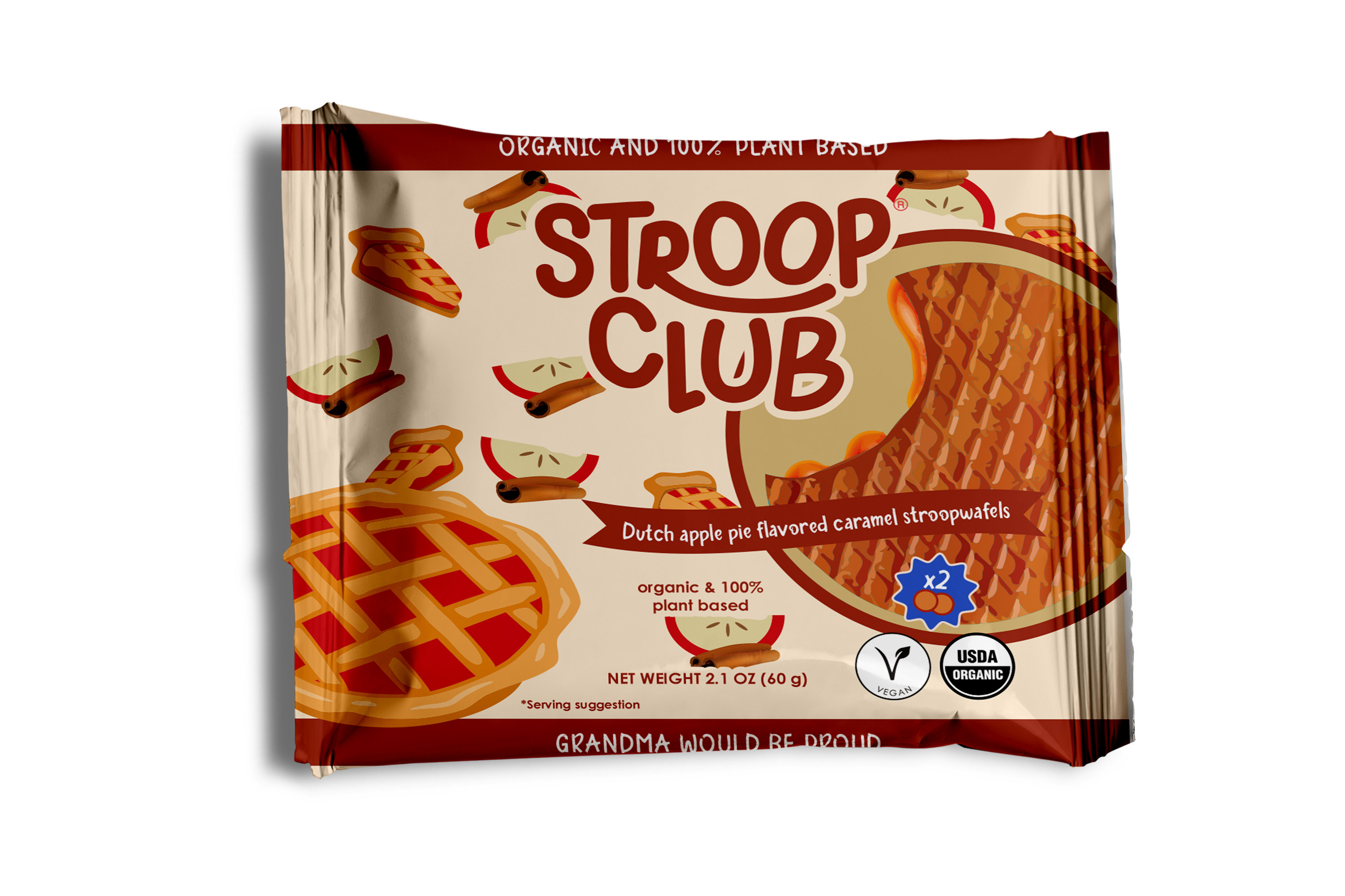 The Stroop Club (UK) – wholesale Biscuit – Apple Pie Caramel Organic and Plant Based Stroopwafel 2-pack2