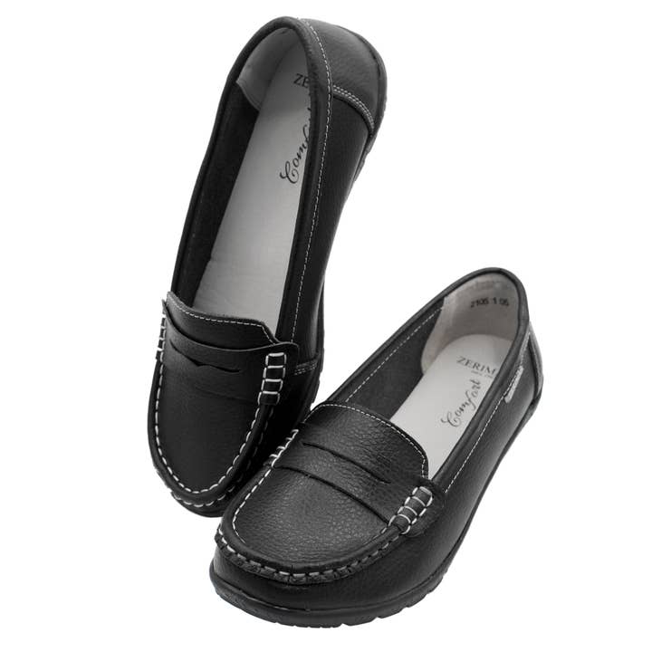 Zerimar Women's Leather Loafers - Comfort Dress Shoes, Black for wholesale on Faire4