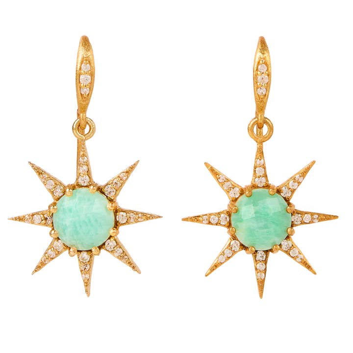 Amazonit Cabochon Sol Droppar för wholesale av Elyssa Bass Designs