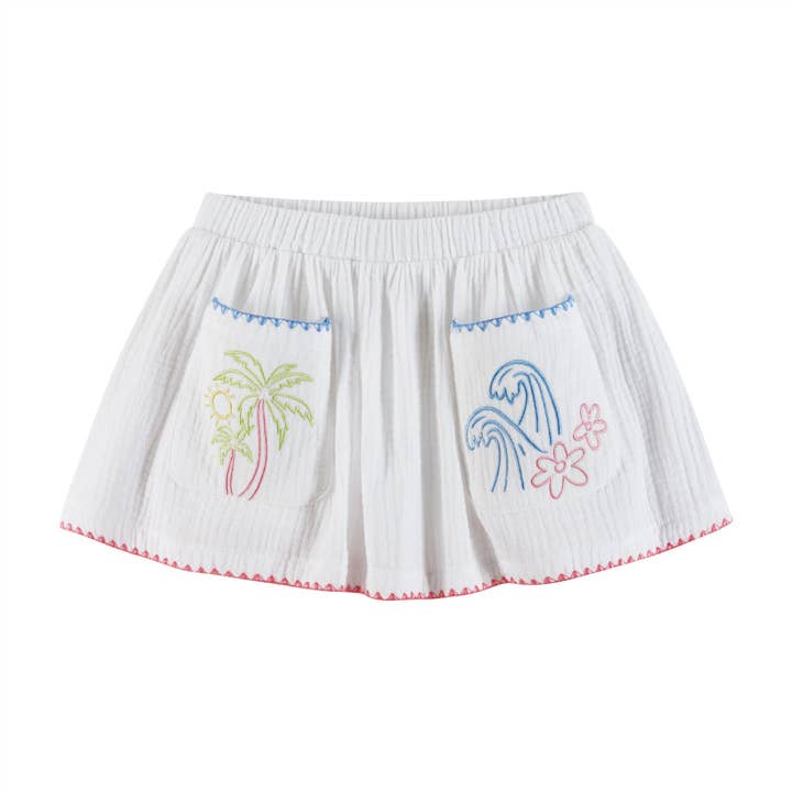 Yellow Kids (2-6x) Knit Halter Tank & White Gauze Skort | Beach Dreams for wholesale on Faire