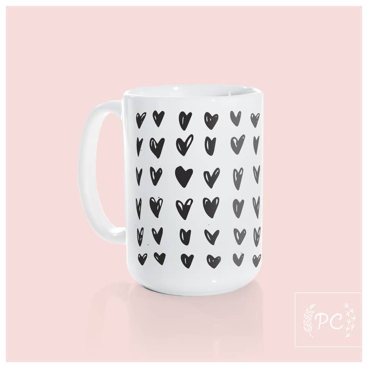 Prairie Chick Prints - Wholesale Coffee Mug - hearts | ceramic mug5