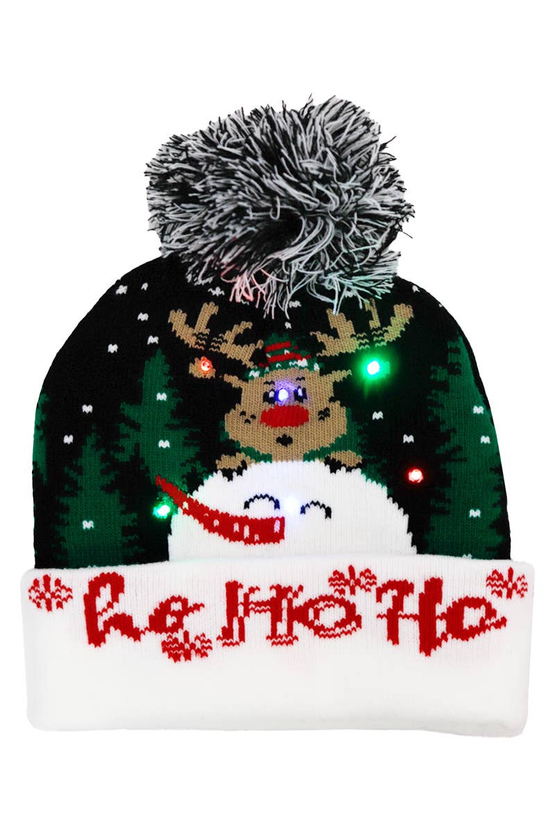 Cap Zone - Wholesale Beanie - Kids - Toddlers Christmas LED Light-Up Cuffed Beanie10