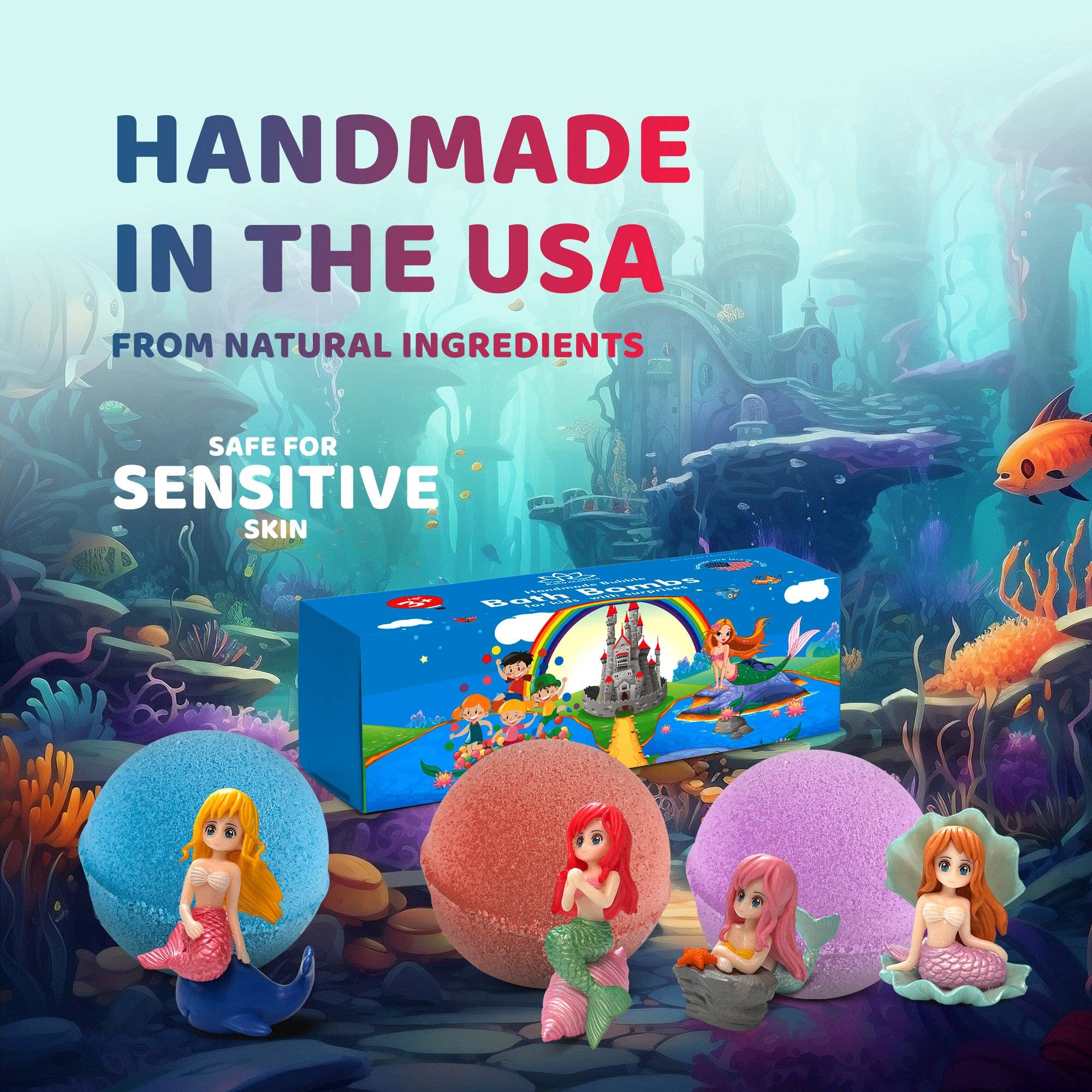 Relaxcation - Wholesale Bath Bomb/Fizz - Big Bath Bombs for Kids with Surprise MERMAID Toys Inside5